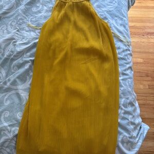 Mango Yellow pleated Sleeveless Dress